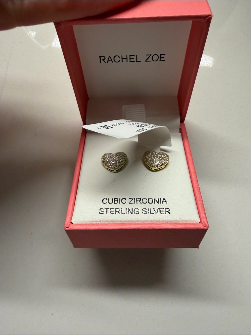 Rachel Zoe Gold-Tone Heart Cubic Zirconia Stud Earrings